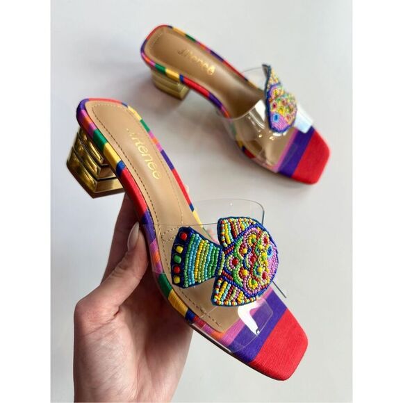 J. Renee Women’s Roline Clear/Bright Multi Beaded Fish Slip In Block Heel Sandal - Picture 14 of 14